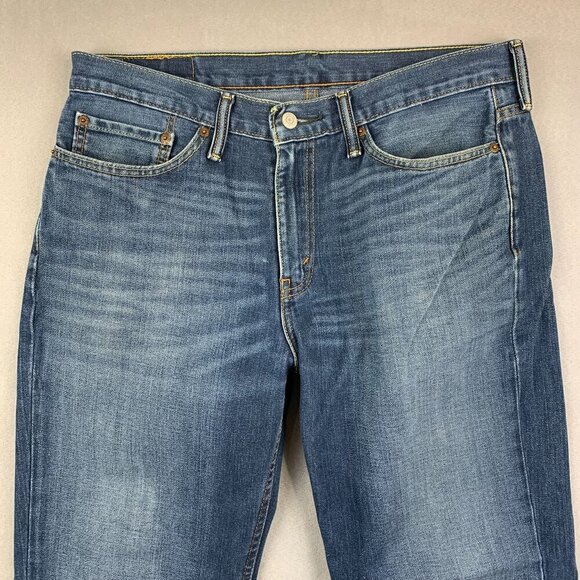 Levis Mens Pants 34 Blue Jeans 514 Straight Fit Medium Wash Strauss Denim 34x29 - Picture 2 of 11